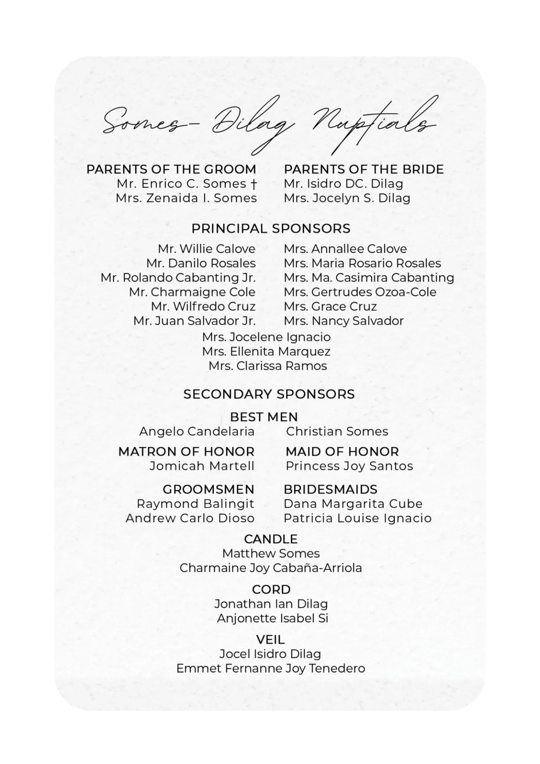 Somes–Dilag Nuptials Entourage